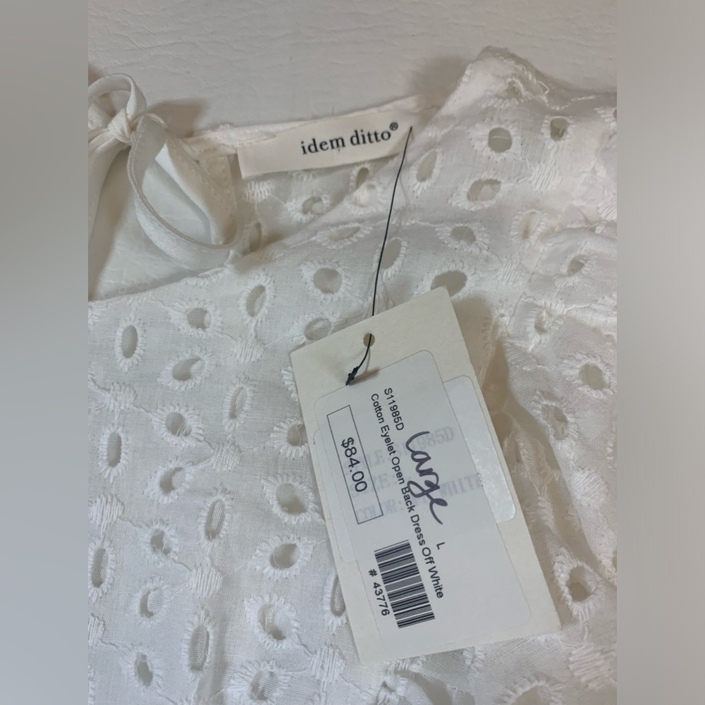NWT Idem Ditto white Eyelit dress size large open back wedding summer (bin T) - Picture 7 of 14